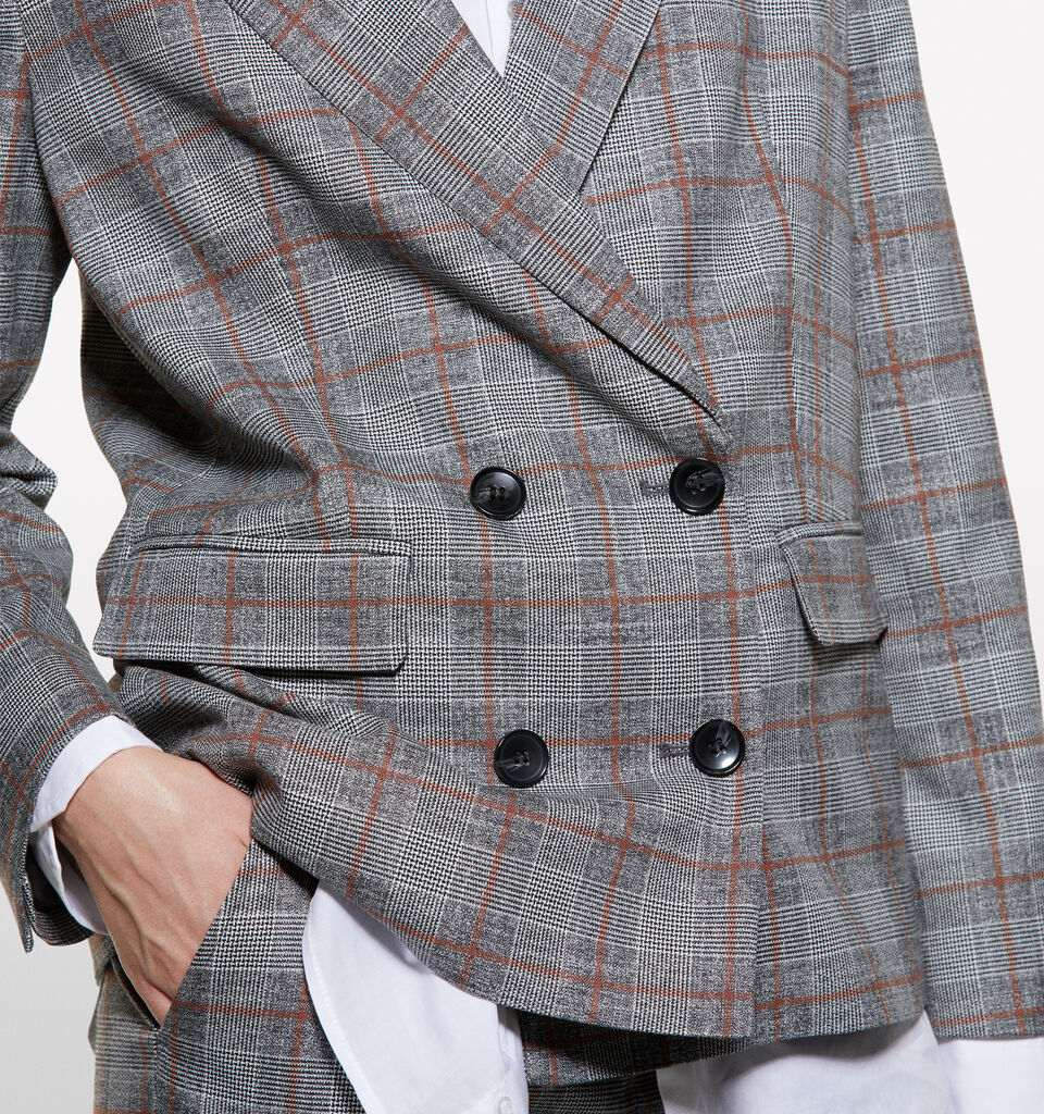 Blazer de flanela aos quadrados  - blazers para mulher - Cinzento | Sisley image number 4